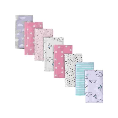 Gerber 100% Cotton Newborn Infant Baby Girls' Flannel Burp Cloths, 4-Pack