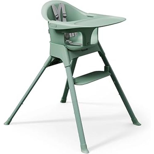 Mompush Olli 7-in-1 Convertible High Chair for Babies and Toddlers – Adjustable Height & Footrest, Dishwasher-Safe Tray, Compact Foldable Design for Easy Storage & Travel, Lightweight Yet Durable