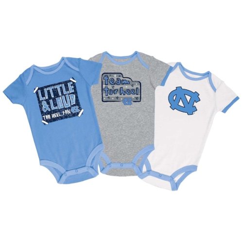Infant Champion Carolina Blue/Gray/White North Carolina Tar Heels 3-Pack Bodysuit Set