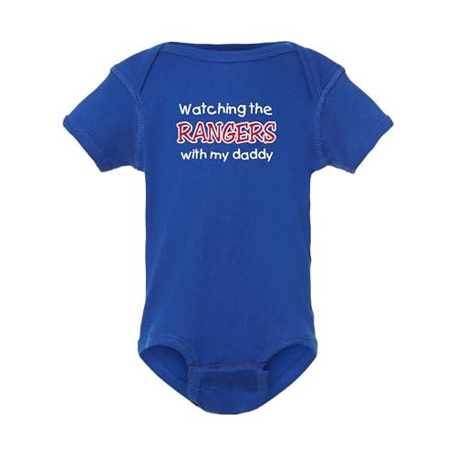 Curiositees Watching the Rangers with My Daddy Baby Boy's Bodysuit Outfit Tee - Royal