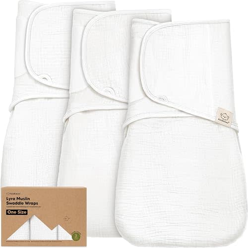 KeaBabies Muslin Baby Swaddles for Newborns – 3-Pack,100% Organic Cotton Swaddles Sleep Sack 0-3 Months, Infant, Baby Girls, Boys, Soft Breathable Summer Swaddler, Easy Quiet Closure (Soft White, OS)