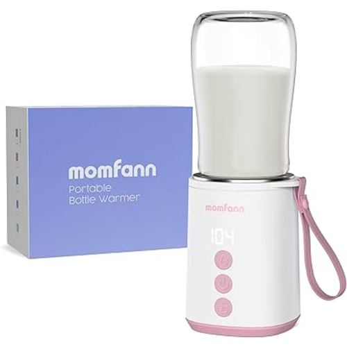 Portable Bottle Warmer, Travel Baby Bottle Warmer Leak-Proof, Fast Heating, Multi-Level Temperature Control and Automatic Shut-Off, Pink