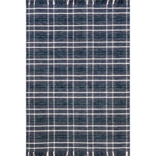 Nuloom Loretta Plaid 5x8 Wool Indoor Area Rug For Living Room Bedroom Dining Room Kitchen, Blue/white