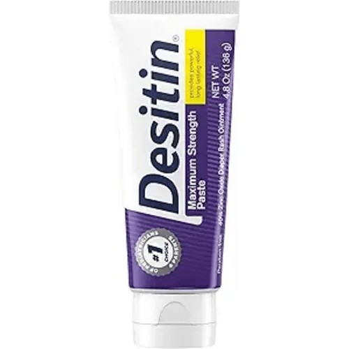 Desitin Maximum Strength Baby Diaper Rash Cream, 40% Zinc Oxide, Hypoallergenic No Added Parabens & Dyes, Protects & Relieves Baby’s Skin for Up to 12 Hours, Prevents Diaper Rash, 4.8 oz Tube