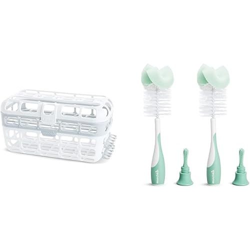 Munchkin Dishwasher Basket, Bottle Brush, Pacifier & Nipple Cleaner Bundle, 1 Basket & 2 Brushes