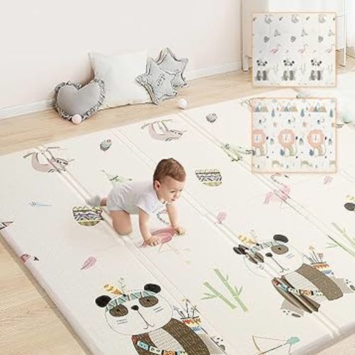 Baby Playmat for Crawling, Large Foldable Play Mat for Baby, Waterproof Non Toxic Anti-Slip Reversible Foam Playmat for Toddlers Kids(71 * 59 * 0.4)…