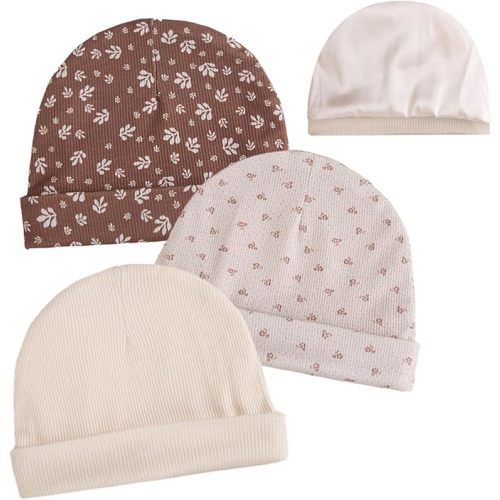 3pcs Satin Lined Baby Newborns Beanie Hats Soft Stretchy Baby Girls Infant Caps Silky Satin Lined Toddler Hat