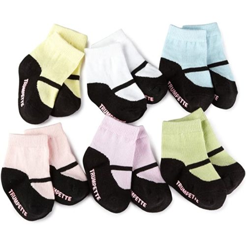 Trumpette Baby Boy/Girl Sock Set, 6-pack, Unisex, 0-24 Months - 0-12 Months - Mary Jane - Assorted Pastels