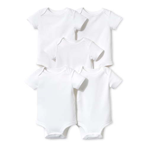 Little Star Organic Baby Unisex 5 Pk Short Sleeve Bodysuits, Size Preemie-24 Months