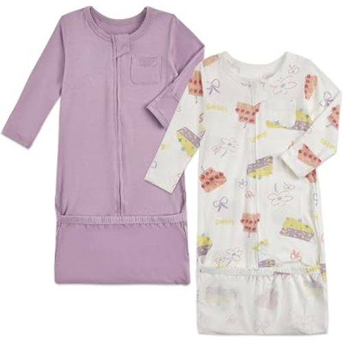 Aablexema Baby Nightgowns Rayon of Bamboo 2-way Zipper for Boys Girls