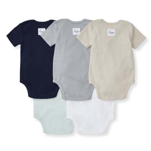 Solid Organic Cotton Short Sleeve Baby Bodysuits 5 Pack - Midnight – Burt's Bees Baby