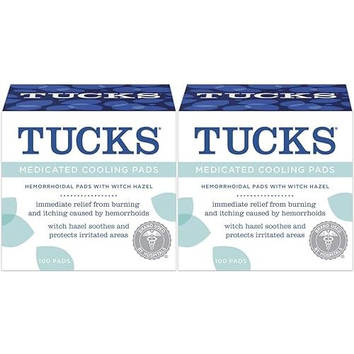 Tucks Medicated Cooling Pad, 100 count (Pack of 2)