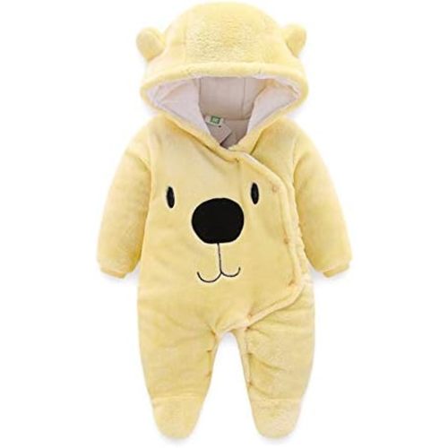 BOZWELL Newborn Baby Cartoon Bear Snowsuit Infant Jumpsuit Footie Romper Winter Coat Romper