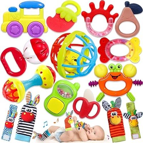 Baby Rattles 0-6 Months: Rattles for Babies 0-6 Months Baby Rattles Toys 0-3-6-12 Months Infant Rattle Toys for Babies 0-6 Months Teething - Newborn Baby Boy Girl Rattles Set Wrist Socks
