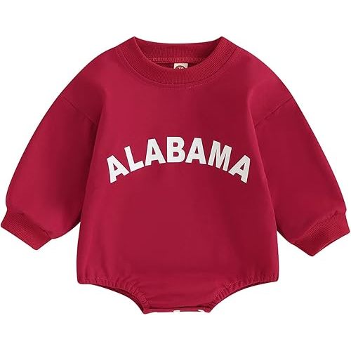 Karuedoo Baby Boy Girl Football Sweatshirt Bubble Romper Oversized Sweater Romper Long Sleeve Bodysuit Outfit Fall Clothes