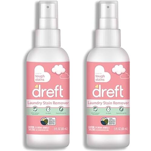 Dreft Stain Remover for Baby Clothes, Fragrance Free and Hypoallergenic Baby Stain Remover Spray, Travel Size Stain Treater, 3 Fl Oz ( Pack of 2)