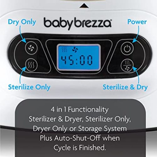 Baby Brezza Baby Bottle Sterilizer and Dryer Machine – Electric Steam Sterilization - Universal Fit - Pacifiers, Glass, Plastic, and Newborn Feeding Bottles - White