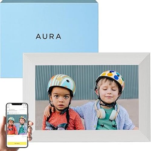 Aura Digital Picture Frame - 10.1" HD Display | Wirecutter's Best Digital Frame for Gifting - Send Photos Directly from Your Phone from Anywhere | Quick & Easy Setup Over WiFi - Free Aura App | White