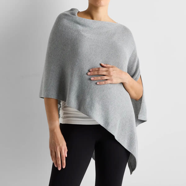 Lightweight Cotton Cashmere Nursing Shawl in Heather Grey