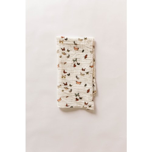 Butterfly Collector Swaddle by Clementine Kids | 100 % Organic Muslin Cotton Swaddle Blanket | Baby Gift | Baby Shower Nursery Gift