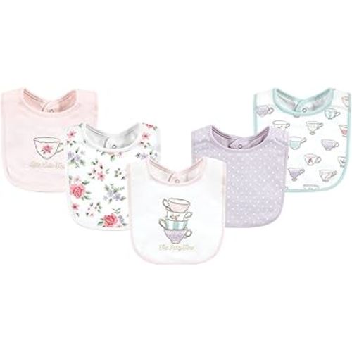 Hudson Baby Unisex Baby Cotton Bibs, Tea Party, One Size