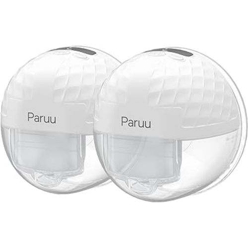 Paruu P10 Hands Free Breast Pump Wearable, 338mmHg Strong Suction, Low Noise, 4 Modes & 9 Levels, Electric Breast Pump Portable, Smart Display, 19/21/24/28mm Insert/Flange, 2 Pack (White)
