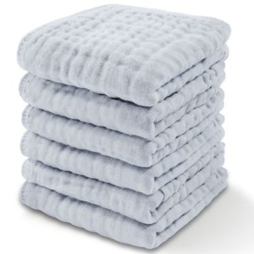 Baby Washcloths Muslin Cotton, Large 10”x10” By Comfy Cubs (multicolor, Pack Of 6)