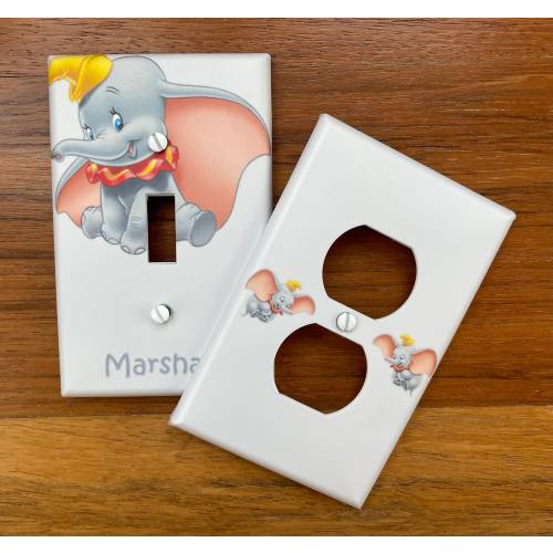 Dumbo light switch plate cover baby nursery // circus wall plate light switch // Personalized // FAST SHIP!