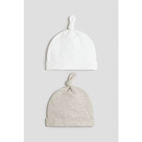 2-PACK KNOT-DETAIL COTTON BEANIES