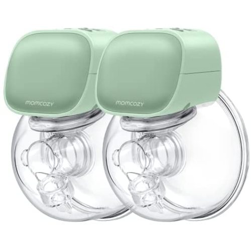 Momcozy Double Wearable Breast Pump, Hands-Free Breast Pump, Portable Electric Breast Pump with 2 Mode & 5 Levels, Painless Breastfeeding Breastpump Can Be Worn in-Bra, 24mm Green