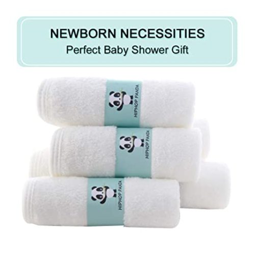 Bamboo Baby Washcloths - 2 Layer Soft Absorbent Bamboo Towel - Newborn Bath Face Towel - Natural Baby Wipes for Delicate Skin - Baby Registry as Shower(6 Pack) - White - 10x10 Inch (Pack of 6)