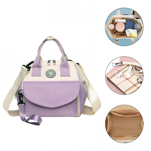 TELOLY Diaper Bag,9.1"*5.5"*9.4" Mini Diaper Bag,Girl Diaper Bag With Insulated Pockets,Purple