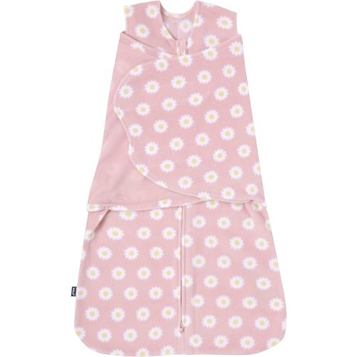 HALO Micro-Fleece Sleepsack Swaddle, 3-Way Adjustable Swaddle Blanket, TOG 3.0, Daisy, Newborn, 0-3 Months