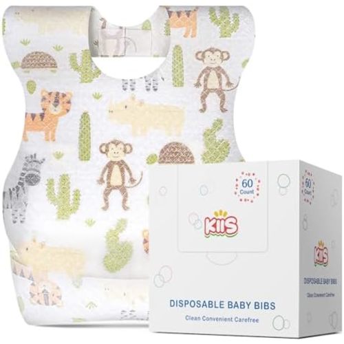 KIIS Disposable Baby Bibs for Baby Boys and Girls - Individually Packaged - Hygienic, Soft and Leakproof
