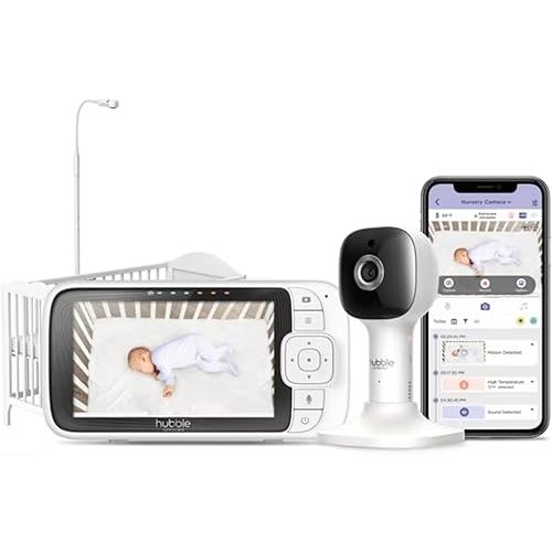HUBBLE CONNECTED Nursery Pal Skyview Baby Monitor, 5" HD Baby Monitor with Crib Mount Camera