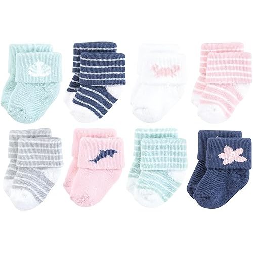 Hudson Baby Baby Girls' Cotton Rich Newborn and Terry Socks