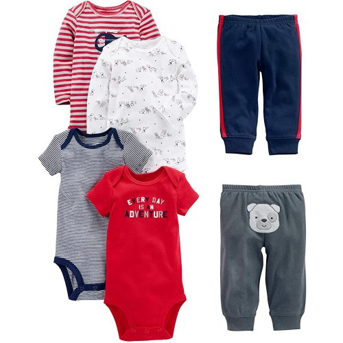 Simple Joys by Carter's Baby Boys' 6-Piece Bodysuits (Short and Long Sleeve) and Pants Set