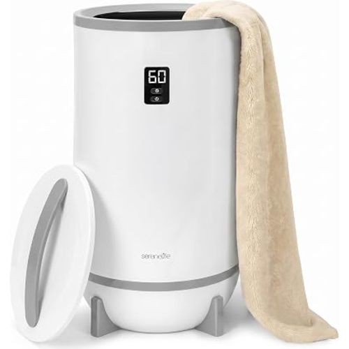 SereneLife Towel Heater for Bathroom & Spa | Portable Large Bucket Style Towel Warmer with Timer | 21L Luxury Electric Heater for Oversized Towels, Robes & Blankets | Auto Shut-Off | Fragrance Discs