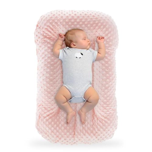 Baby Lounger Pillow,Baby Lounger Pillow for Newborn Cosleeping for Baby in Bed,Newborn Lounger Baby Nest for Boys & Girls 0-12 Months(Pink Bean)