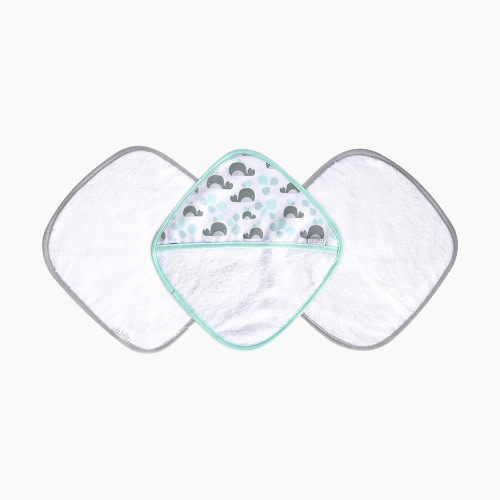 JJ Cole Washcloth Mitt Set - Aqua Whales