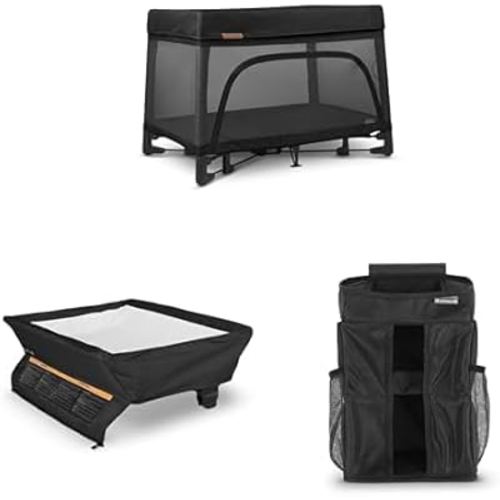 UPPAbaby Remi Playard Bundle, Includes Remi Playard + Changing Station + Changing Station Organizer, Travel Crib – Mesh Bassinet, Storage Bag and Mattress Cover Included – Jake (Charcoal)