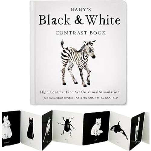 Baby's Black and White Contrast Book: High-Contrast Art for Visual Stimulation at Tummy Time (Tabitha Paige Children's Book Series)