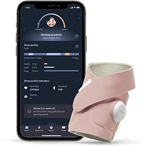 Owlet Dream Sock - Smart Baby Monitor View Heart Rate and Average Oxygen O2 as Sleep Quality Indicators. Wakings, Movement, and Sleep State. Digital Sleep Coach and Sleep Assist Prompts - Dusty Rose