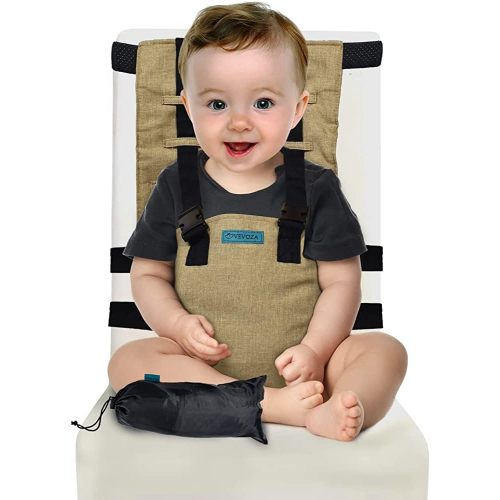 Baby Portable High Chair Booster Seat With Carry Bag By Vevoza- Cloth Harness Toddler Chair Seat With Adjustable Straps To Fit Any Chair- Machine Washable Toddler Feeding/ Eating Travel Seat Accessory