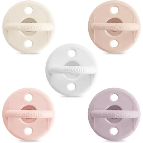 Comfy Cubs Baby Pacifier, 0+ Months - 5 Pack - Breast-Like, Soft Nipple Shape, CPSIA Compliant Multicolor Girl Newborn Pacifiers - 100% Food Grade Silicone Pacifiers, Newborn Essentials Baby Gifts