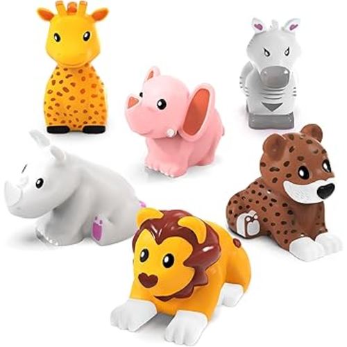 Tub Works® Savanna™ Mold Free Bath Toys, 6 Pack | Sealed, No Hole Bath Toys Design Keeps Moisture Out | Soft, Squeezable & Float on Water | Easy-Grip Baby & Toddler Bath Toys | Great Baby Pool Toys