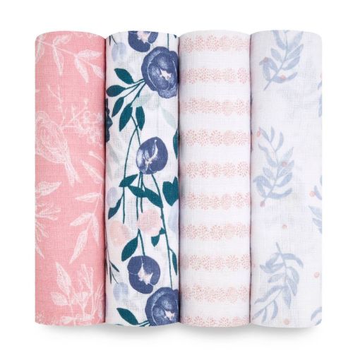 Aden By Aden + Anais Essentials Muslin Swaddle Blankets - Damsel - Savoy - 4pk