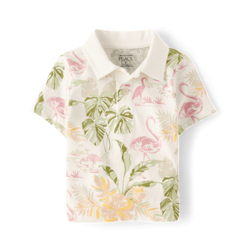 Baby And Toddler Boys Matching Family Tropical Polo - White