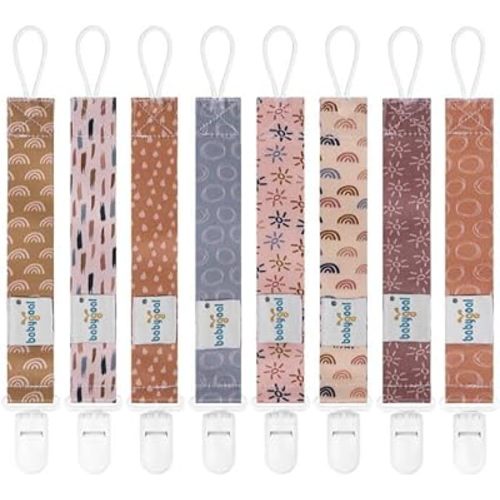 Babygoal 8pcs Plastic Pacifier Clips Chair Toys Straps Stroller Accessories Toddler Bottle Straps Car Seat Toys Baby Travel Essential Baby Toy Clips 8PB25-CA