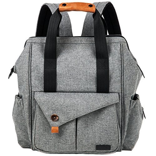 HapTim Multi-function Baby Diaper Bag Backpack with Stroller Straps, Gray